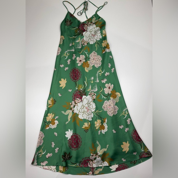 Zara Dresses & Skirts - Zara Floral Midi Satin Slip Dress Fairy Bloomcore Blogger Glam Size M